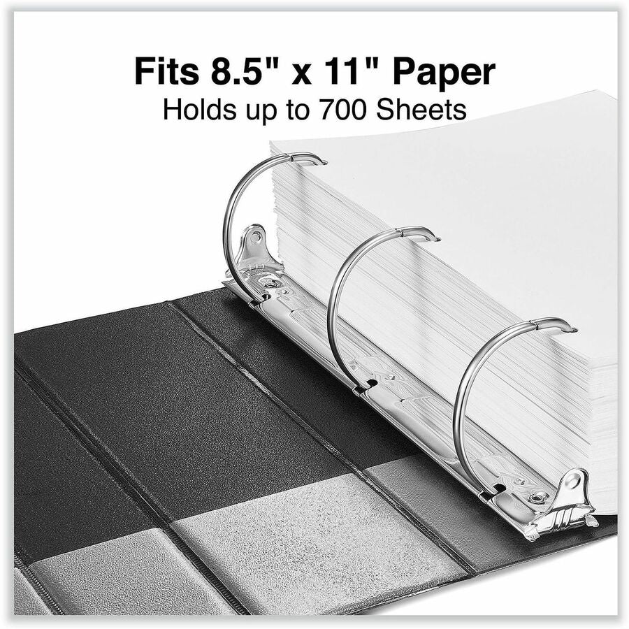 Deluxe Non-View D-Ring Binder with Label Holder, 3 Rings, 4" Capacity, 11 x 8.5, Black