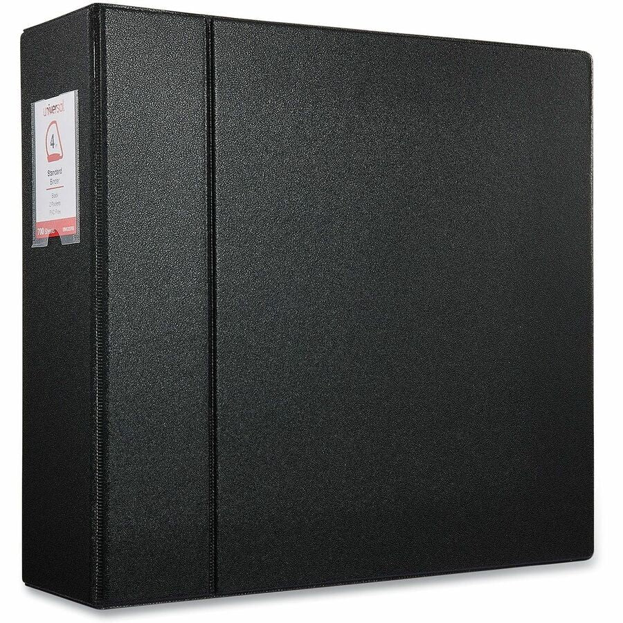 Deluxe Non-View D-Ring Binder with Label Holder, 3 Rings, 4" Capacity, 11 x 8.5, Black