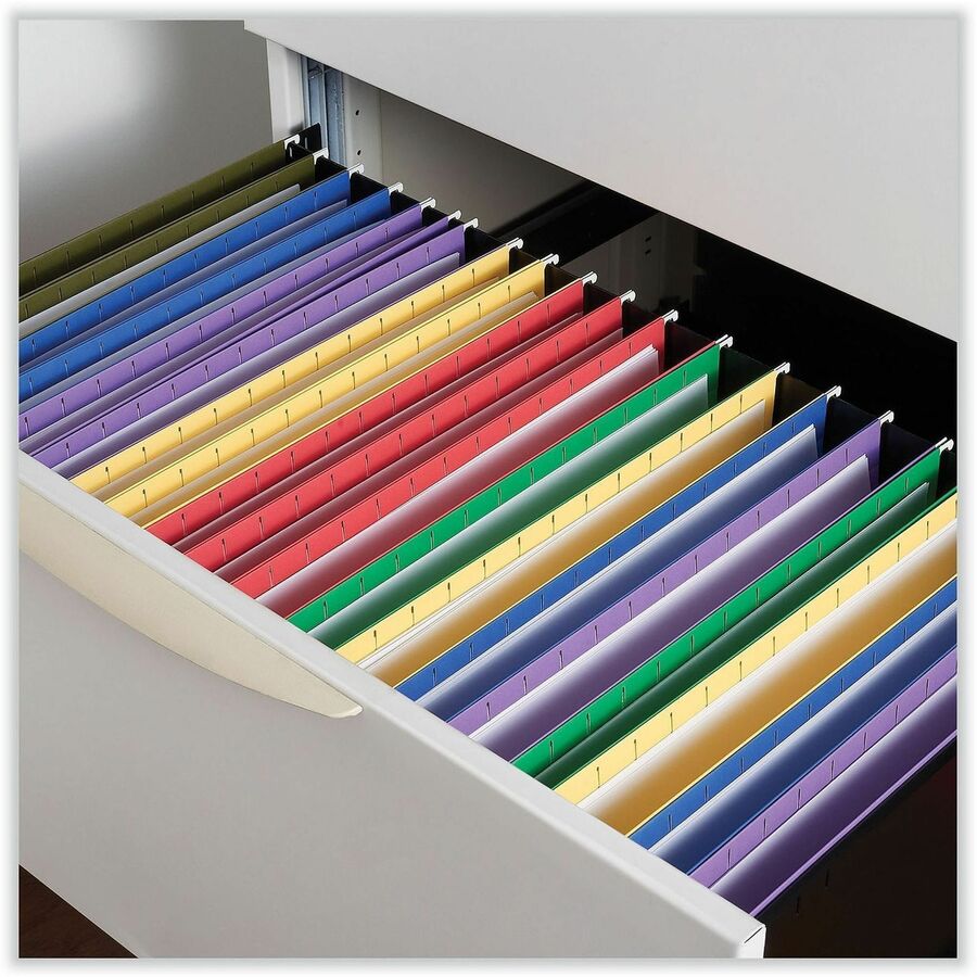 Deluxe Bright Color Hanging File Folders, Legal Size, 1/5-Cut Tabs, Red, 25/Box