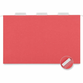 Deluxe Bright Color Hanging File Folders, Legal Size, 1/5-Cut Tabs, Red, 25/Box