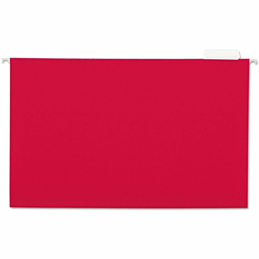 Deluxe Bright Color Hanging File Folders, Legal Size, 1/5-Cut Tabs, Red, 25/Box