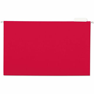Deluxe Bright Color Hanging File Folders, Legal Size, 1/5-Cut Tabs, Red, 25/Box