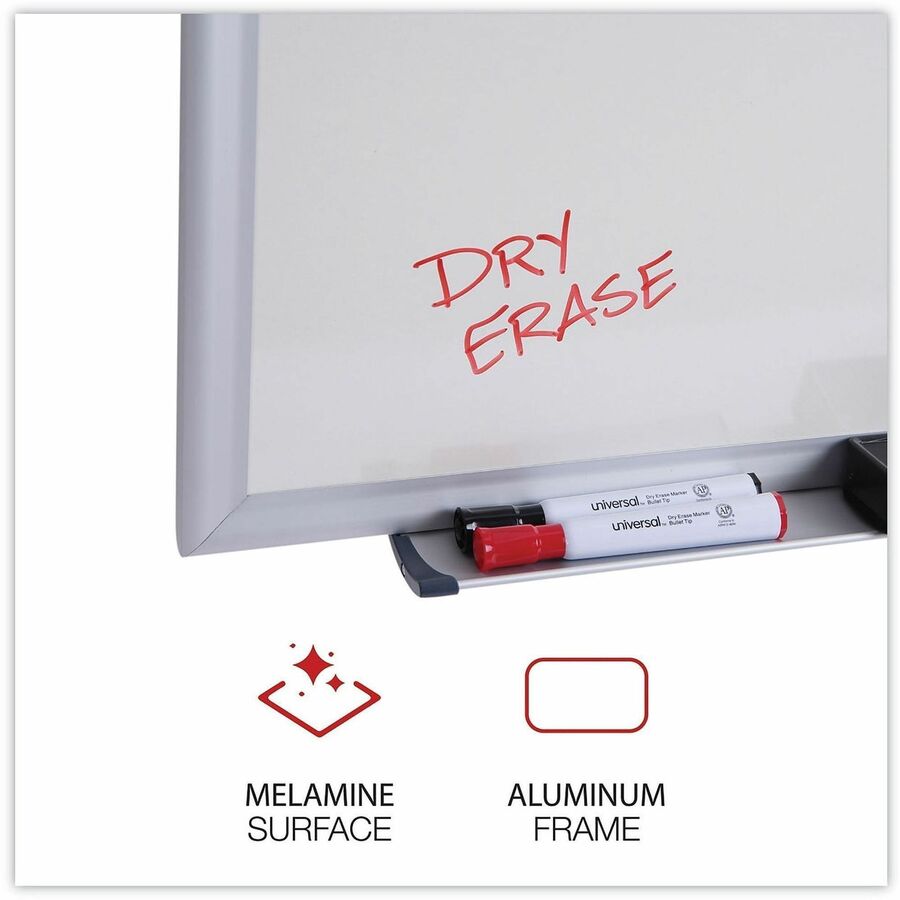 Deluxe Melamine Dry Erase Board, 24 x 18, Melamine White Surface, Silver Aluminum Frame