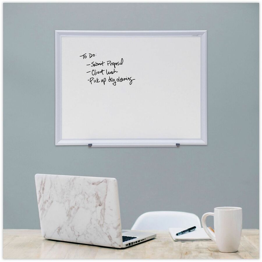 Deluxe Melamine Dry Erase Board, 24 x 18, Melamine White Surface, Silver Aluminum Frame