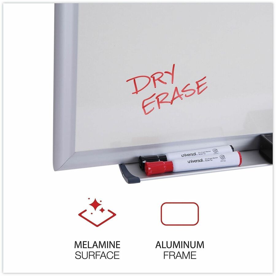 Deluxe Melamine Dry Erase Board, 36 x 24, Melamine White Surface, Silver Aluminum Frame