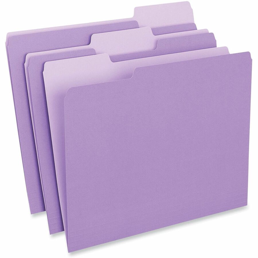 Interior File Folders, 1/3-Cut Tabs: Assorted, Letter Size, 11-pt Stock, Violet, 100/Box