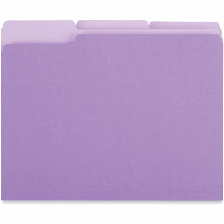 Interior File Folders, 1/3-Cut Tabs: Assorted, Letter Size, 11-pt Stock, Violet, 100/Box