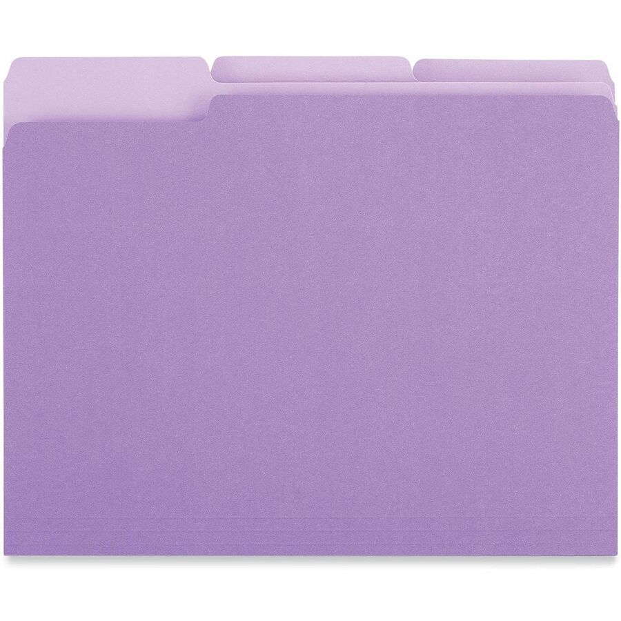 Interior File Folders, 1/3-Cut Tabs: Assorted, Letter Size, 11-pt Stock, Violet, 100/Box