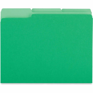 Interior File Folders, 1/3-Cut Tabs: Assorted, Letter Size, 11-pt Stock, Green, 100/Box