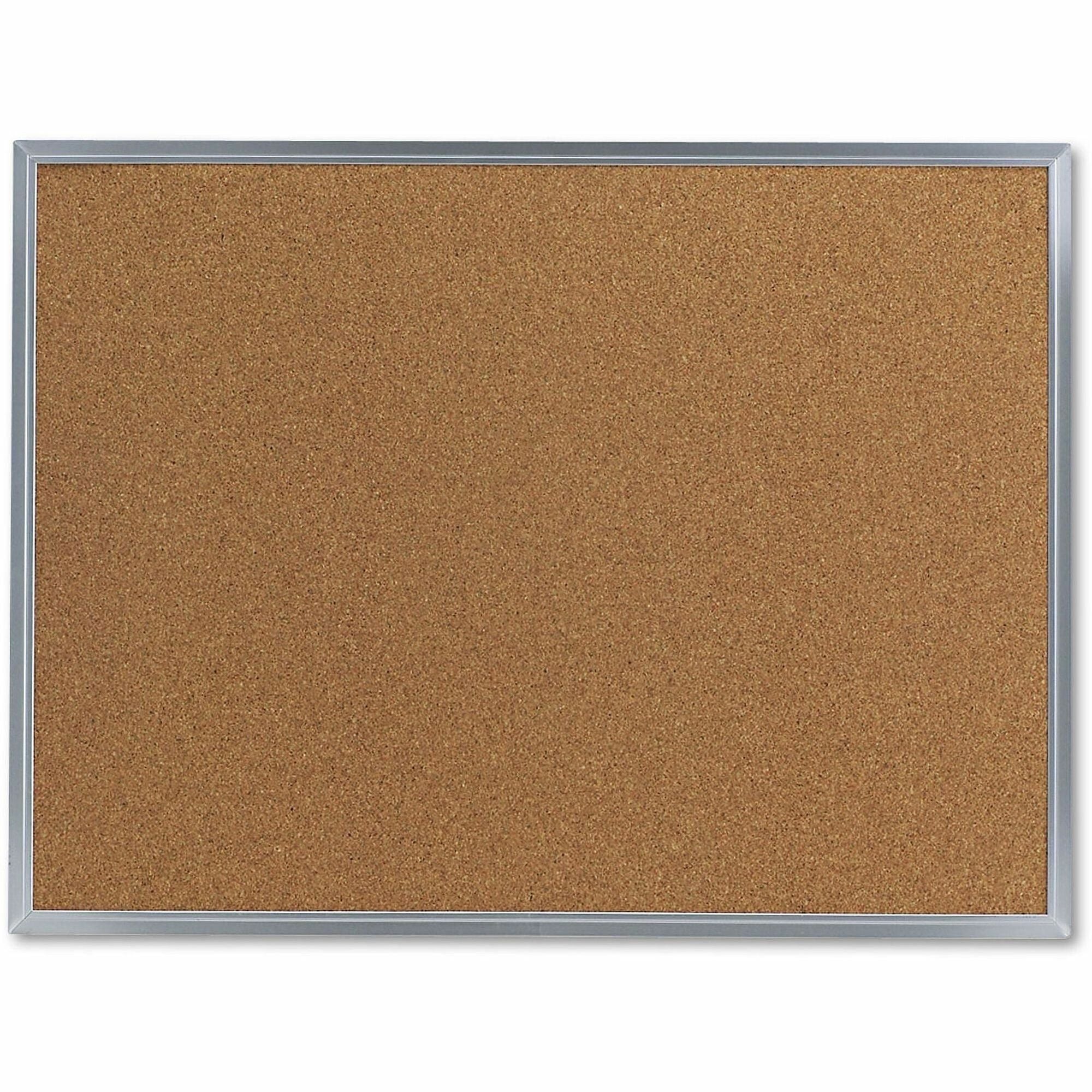 Cork Bulletin Board, 24 x 18, Tan Surface, Aluminum Frame