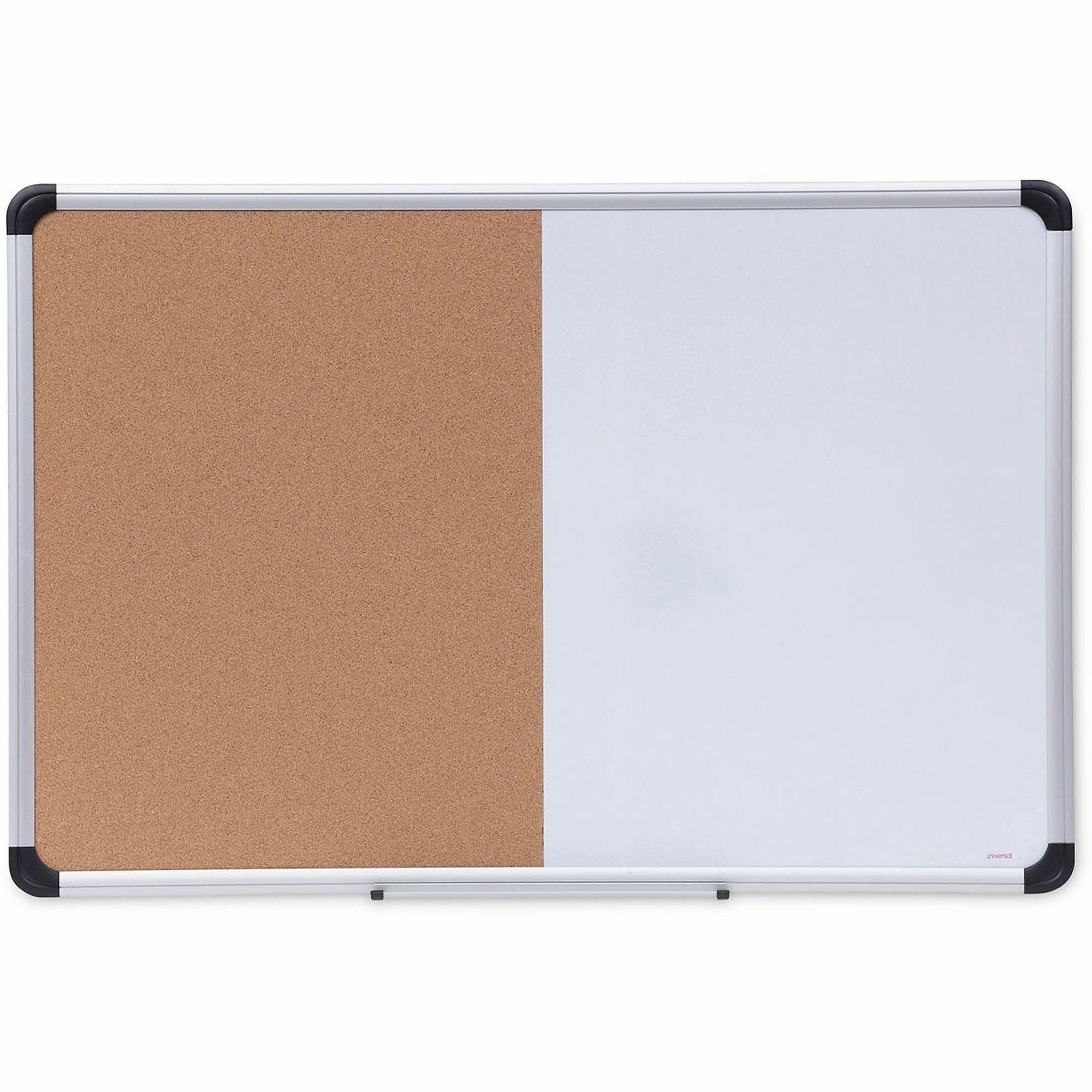 Cork/Dry Erase Board, Melamine, 36 x 24, Tan/White Surface, Gray/Black Aluminum/Plastic Frame
