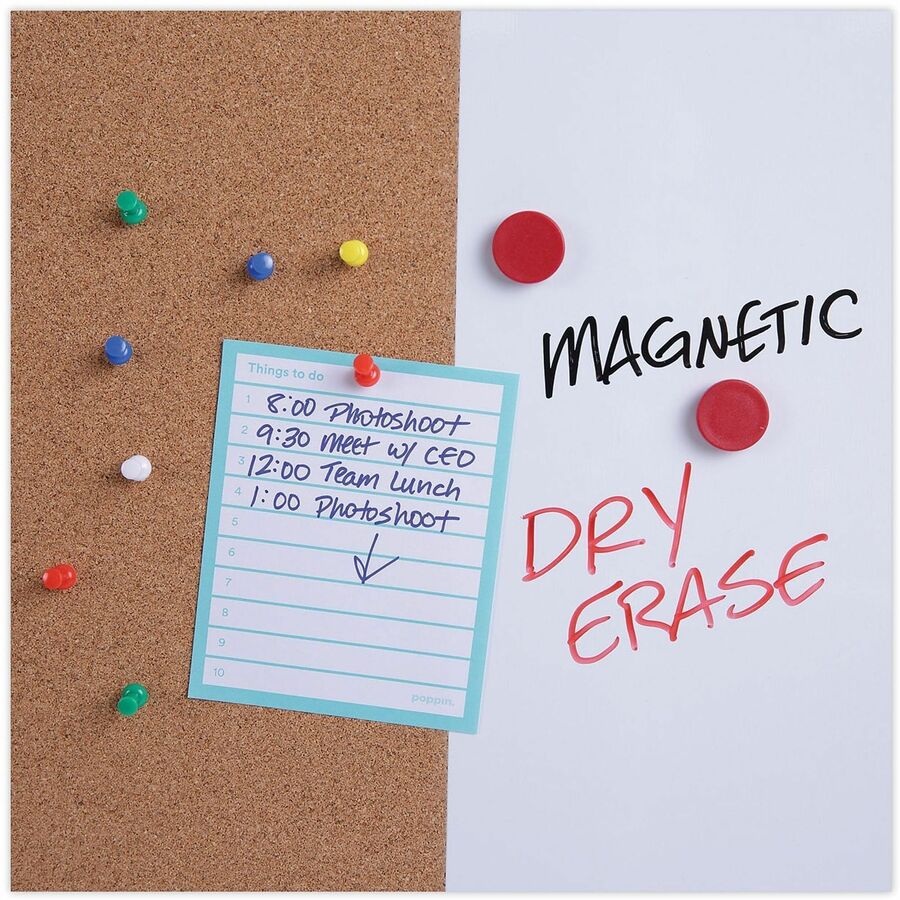 Cork/Dry Erase Board, Melamine, 36 x 24, Tan/White Surface, Gray/Black Aluminum/Plastic Frame