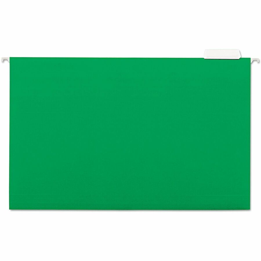 Deluxe Bright Color Hanging File Folders, Legal Size, 1/5-Cut Tabs, Bright Green, 25/Box