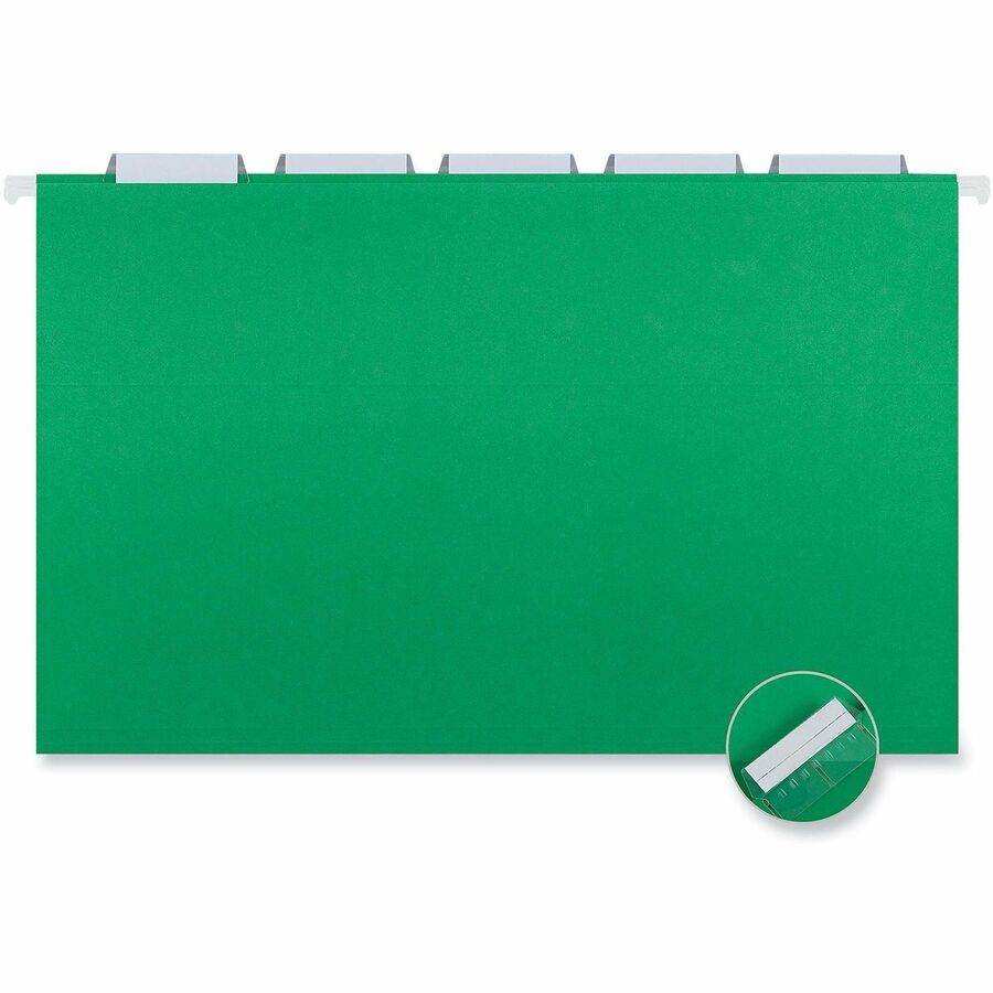 Deluxe Bright Color Hanging File Folders, Legal Size, 1/5-Cut Tabs, Bright Green, 25/Box