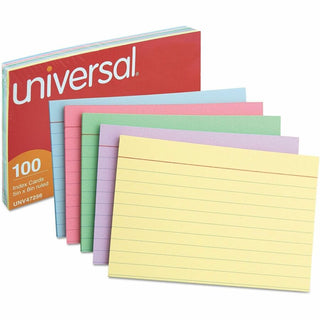 Index Cards, Ruled, 5 x 8, Assorted, 100/Pack