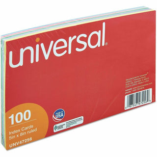 Index Cards, Ruled, 5 x 8, Assorted, 100/Pack