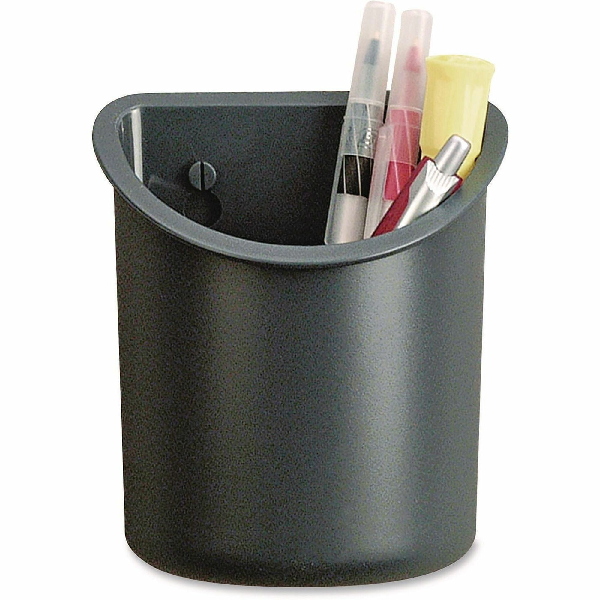 Recycled Plastic Cubicle Pencil Cup, 4.25 x 2.5 x 5, Wall Mount, Charcoal