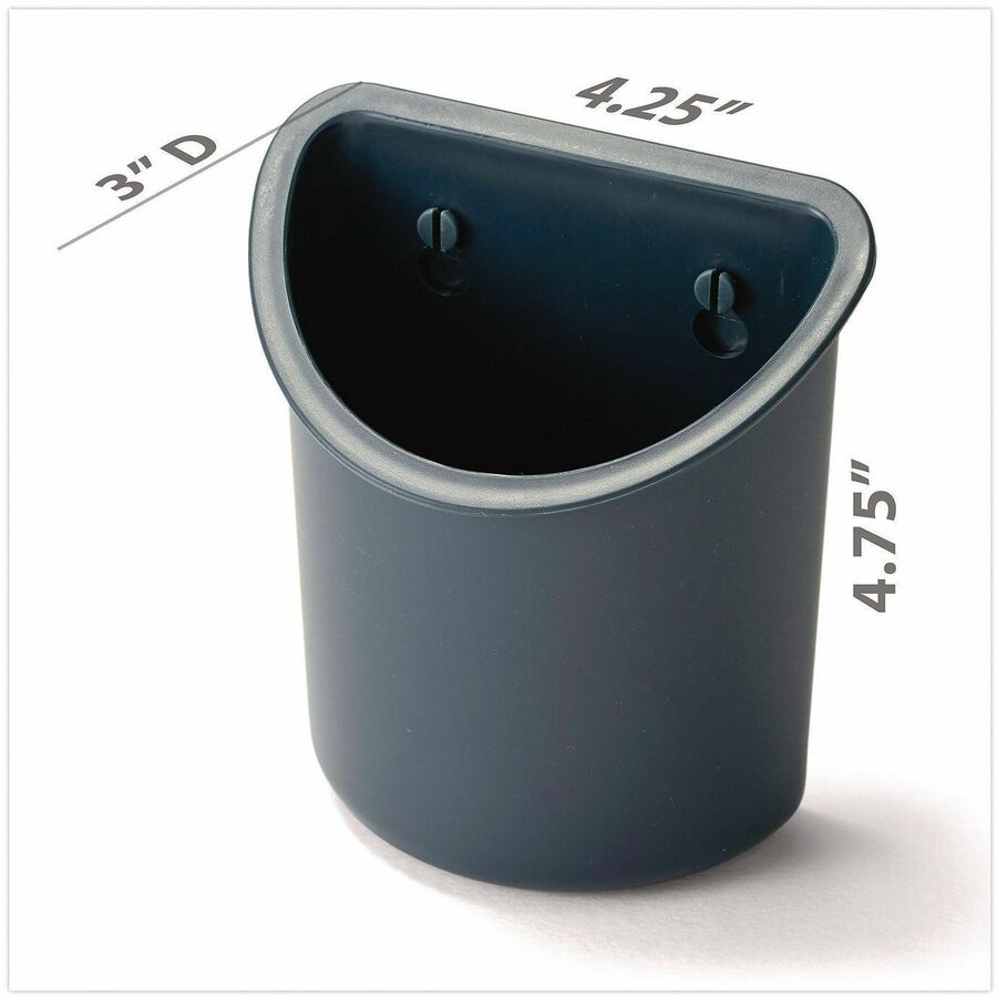 Recycled Plastic Cubicle Pencil Cup, 4.25 x 2.5 x 5, Wall Mount, Charcoal