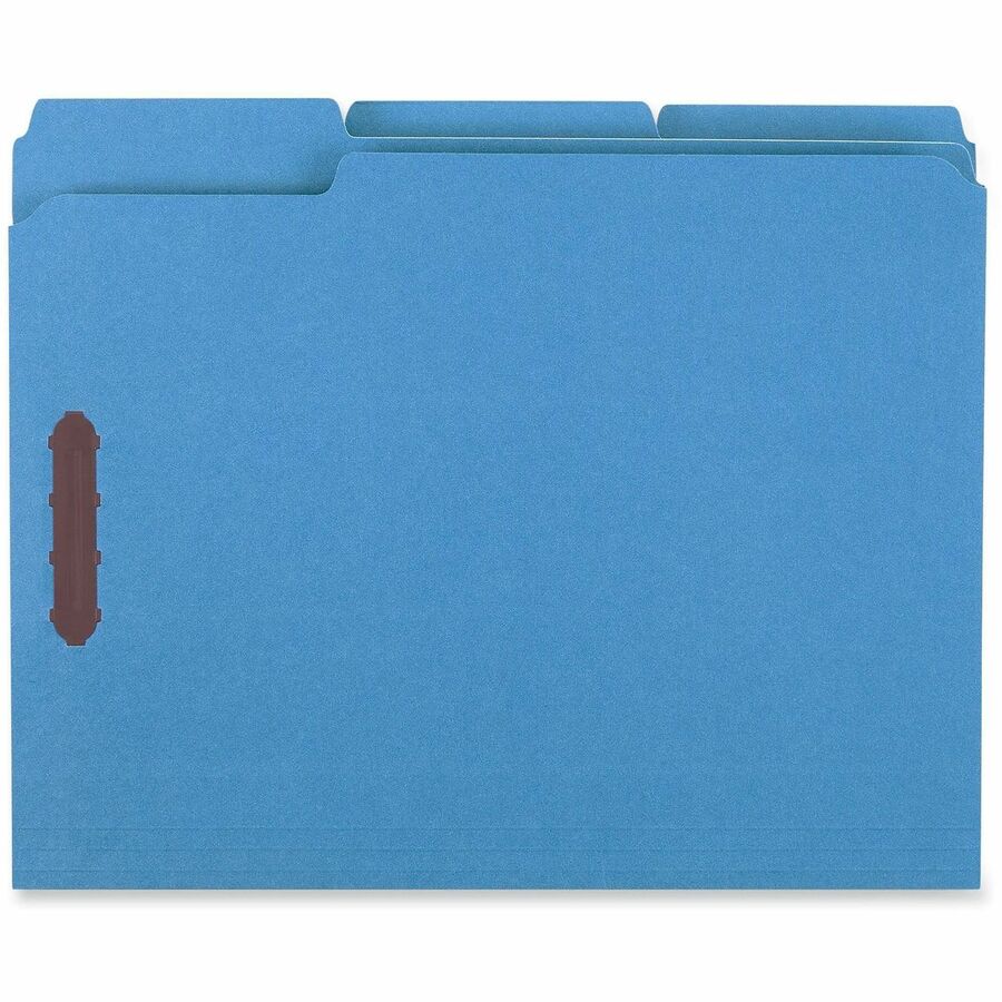 Deluxe Reinforced Top Tab Fastener Folders, 0.75" Expansion, 2 Fasteners, Letter Size, Blue Exterior, 50/Box