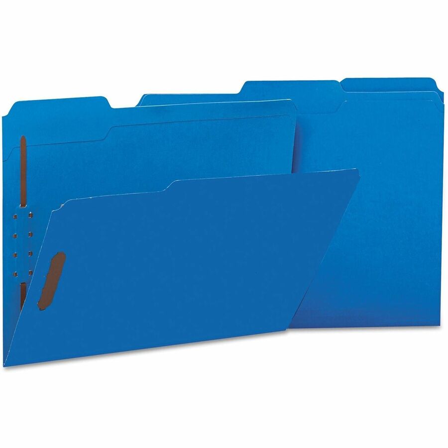 Deluxe Reinforced Top Tab Fastener Folders, 0.75" Expansion, 2 Fasteners, Letter Size, Blue Exterior, 50/Box