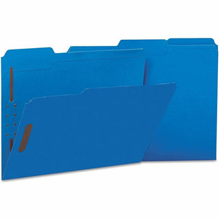Deluxe Reinforced Top Tab Fastener Folders, 0.75" Expansion, 2 Fasteners, Letter Size, Blue Exterior, 50/Box