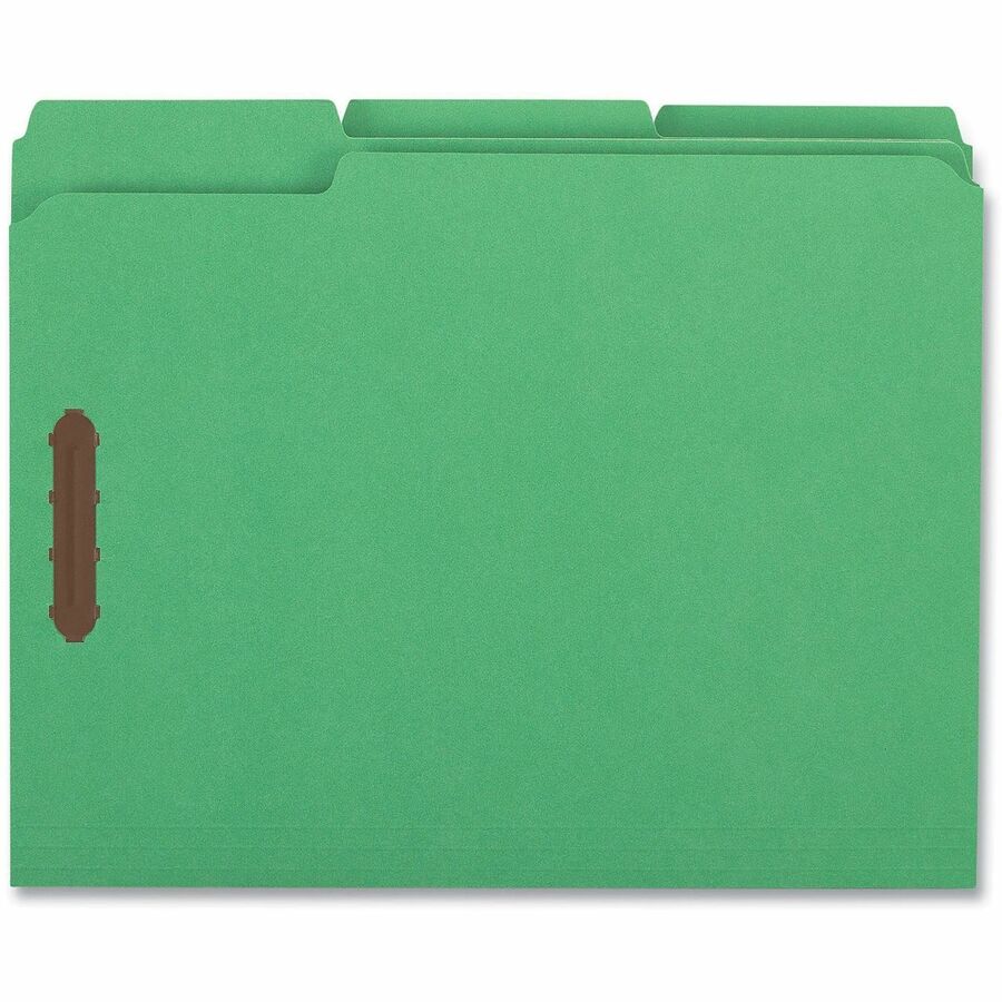 Deluxe Reinforced Top Tab Fastener Folders, 0.75" Expansion, 2 Fasteners, Letter Size, Green Exterior, 50/Box