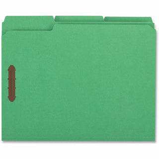 Deluxe Reinforced Top Tab Fastener Folders, 0.75" Expansion, 2 Fasteners, Letter Size, Green Exterior, 50/Box