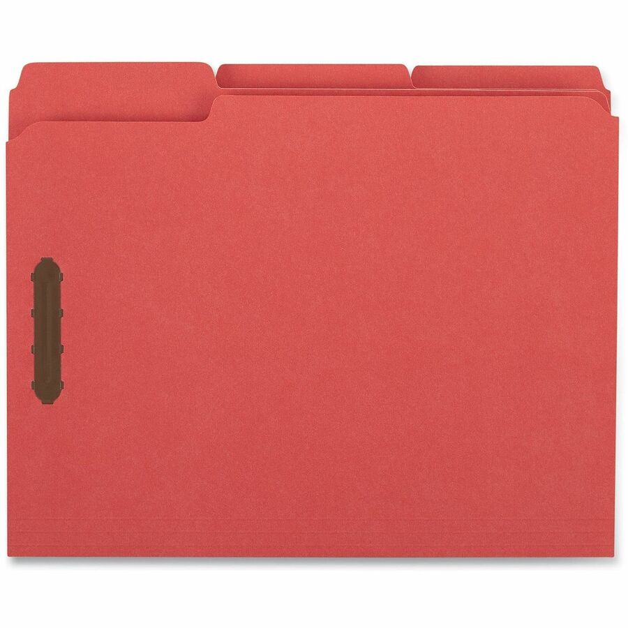 Deluxe Reinforced Top Tab Fastener Folders, 0.75" Expansion, 2 Fasteners, Letter Size, Red Exterior, 50/Box