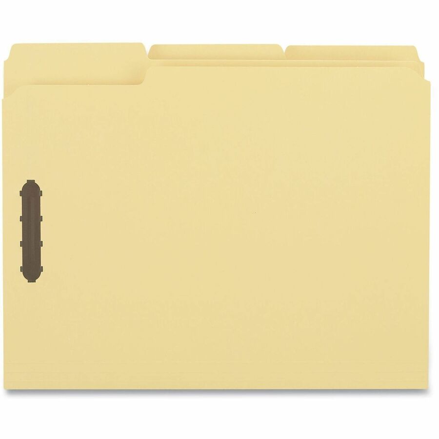 Deluxe Reinforced Top Tab Fastener Folders, 0.75" Expansion, 2 Fasteners, Letter Size, Yellow Exterior, 50/Box
