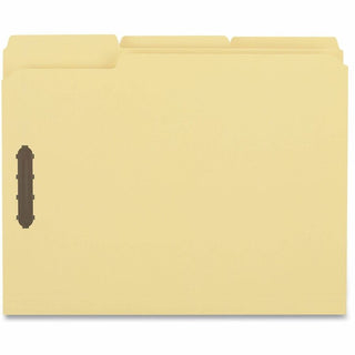 Deluxe Reinforced Top Tab Fastener Folders, 0.75" Expansion, 2 Fasteners, Letter Size, Yellow Exterior, 50/Box