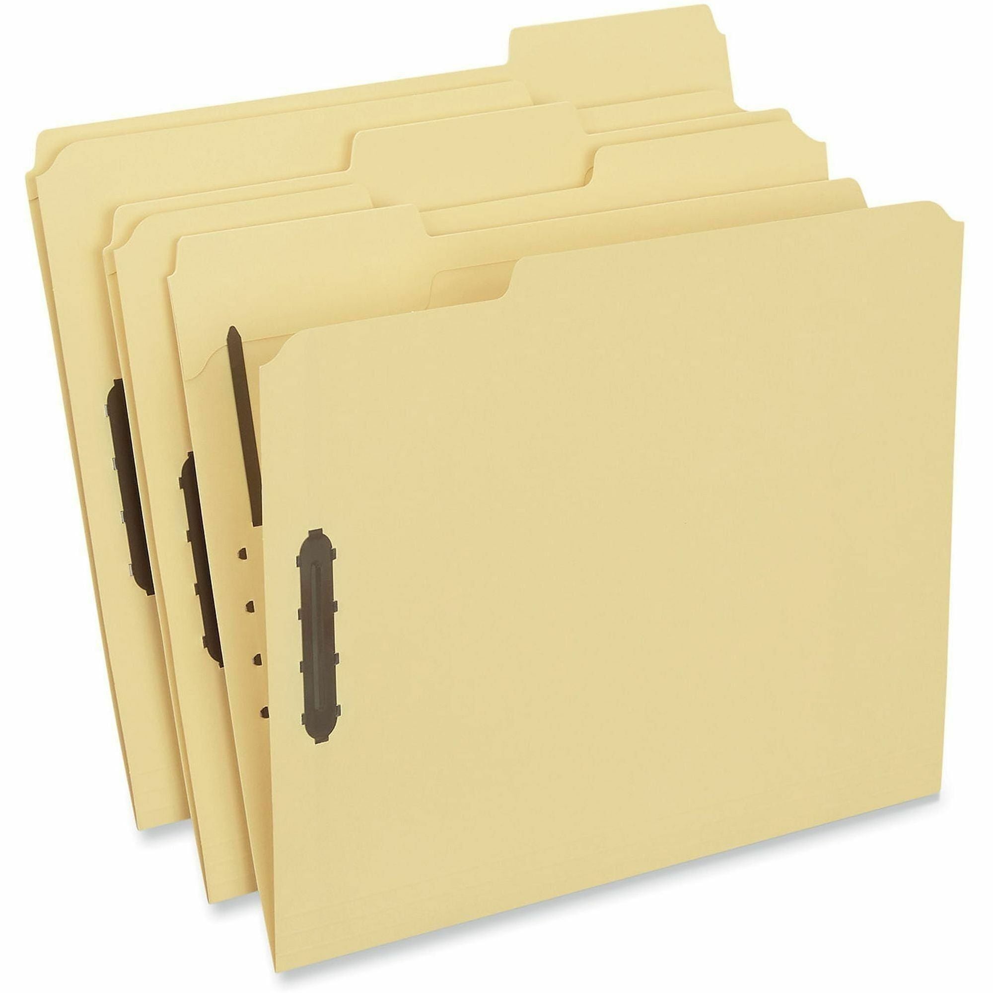 Deluxe Reinforced Top Tab Fastener Folders, 0.75" Expansion, 2 Fasteners, Letter Size, Yellow Exterior, 50/Box