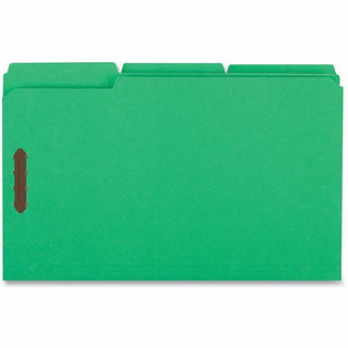 Deluxe Reinforced Top Tab Fastener Folders, 0.75" Expansion, 2 Fasteners, Legal Size, Green Exterior, 50/Box