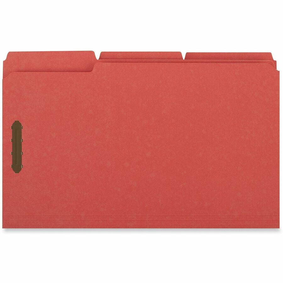 Deluxe Reinforced Top Tab Fastener Folders, 0.75" Expansion, 2 Fasteners, Legal Size, Red Exterior, 50/Box