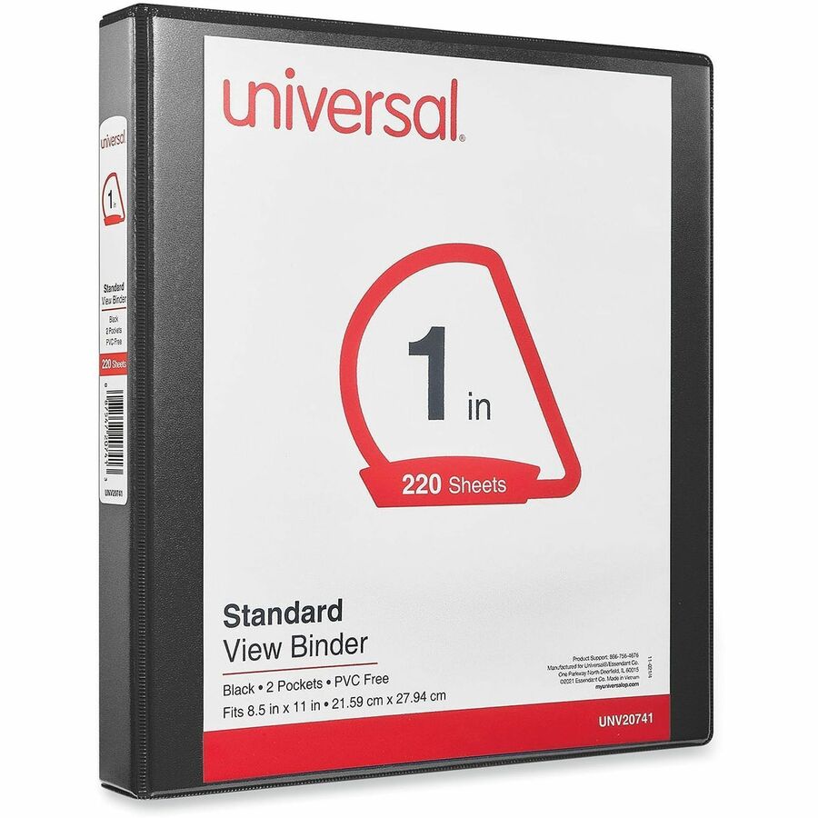 Slant D-Ring View Binder, 3 Rings, 1" Capacity, 11 x 8.5, Black
