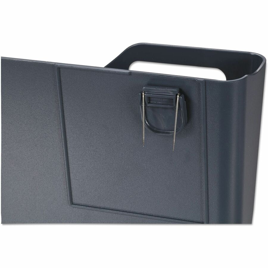 Recycled Plastic Cubicle Single File Pocket, Cubicle Pins Mount, 13.5 x 3 x 7, Charcoal