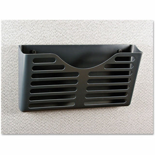 Recycled Plastic Cubicle Single File Pocket, Cubicle Pins Mount, 13.5 x 3 x 7, Charcoal