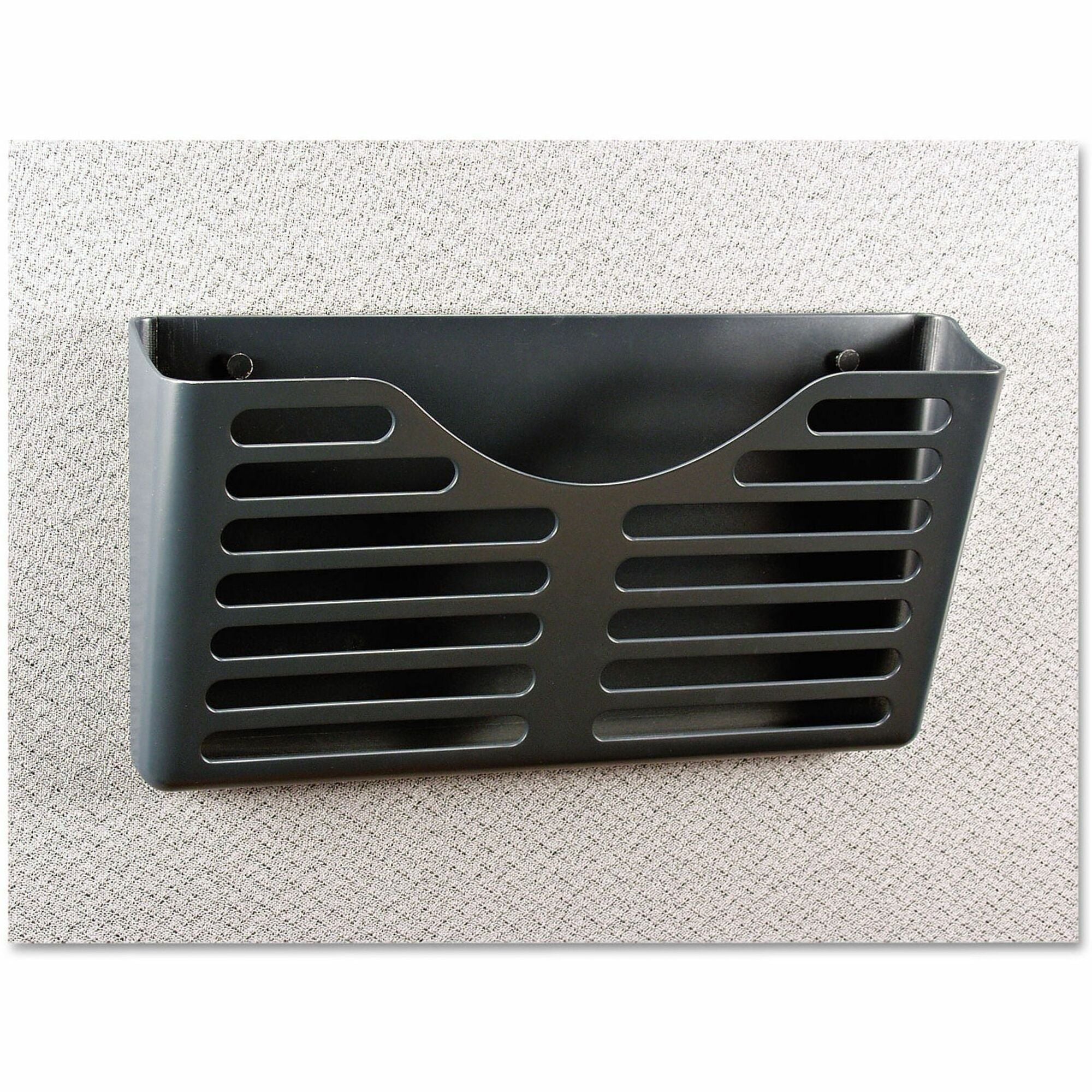 Recycled Plastic Cubicle Single File Pocket, Cubicle Pins Mount, 13.5 x 3 x 7, Charcoal
