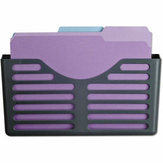 Recycled Plastic Cubicle Single File Pocket, Cubicle Pins Mount, 13.5 x 3 x 7, Charcoal