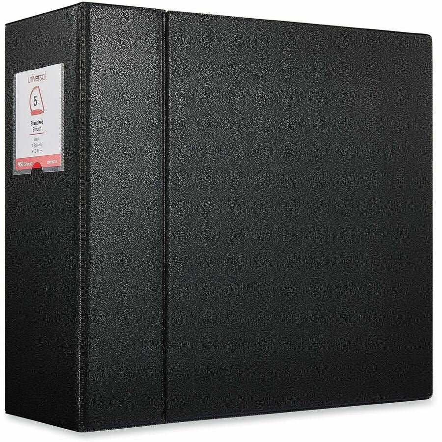 Deluxe Non-View D-Ring Binder with Label Holder, 3 Rings, 5" Capacity, 11 x 8.5, Black