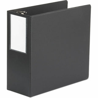 Deluxe Non-View D-Ring Binder with Label Holder, 3 Rings, 5" Capacity, 11 x 8.5, Black