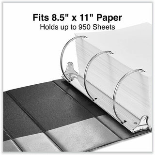 Deluxe Non-View D-Ring Binder with Label Holder, 3 Rings, 5" Capacity, 11 x 8.5, Black