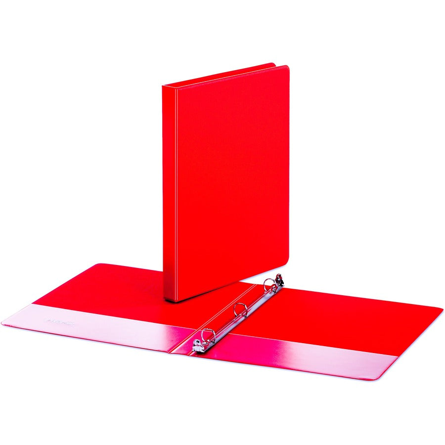 Economy Non-View Round Ring Binder, 3 Rings, 0.5" Capacity, 11 x 8.5, Red