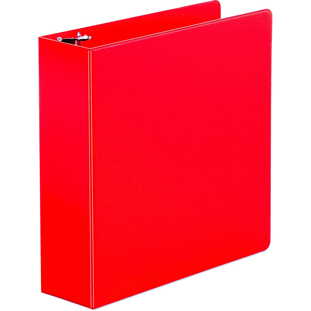 Economy Non-View Round Ring Binder, 3 Rings, 3" Capacity, 11 x 8.5, Red
