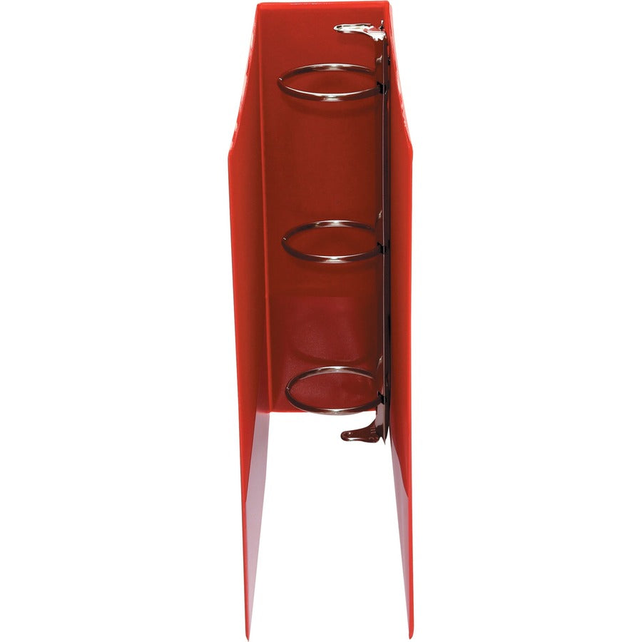 Economy Non-View Round Ring Binder, 3 Rings, 3" Capacity, 11 x 8.5, Red