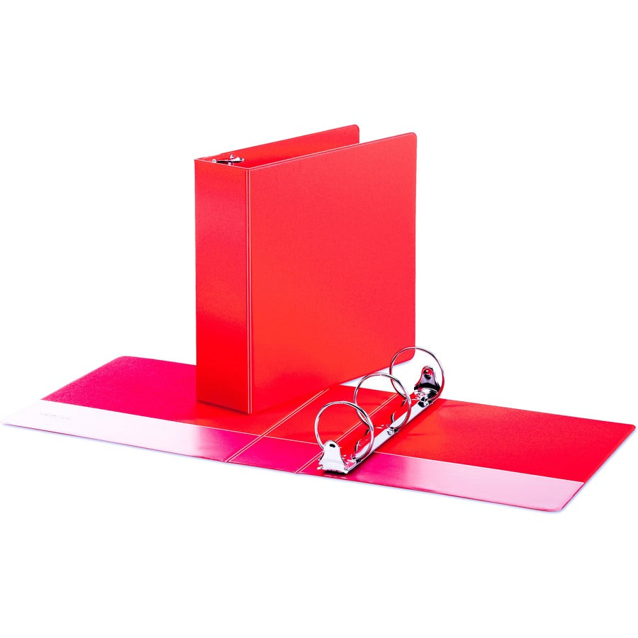 Economy Non-View Round Ring Binder, 3 Rings, 3" Capacity, 11 x 8.5, Red