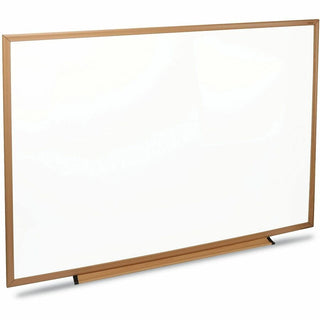 Deluxe Melamine Dry Erase Board, 48 x 36, Melamine White Surface, Oak Fiberboard Frame