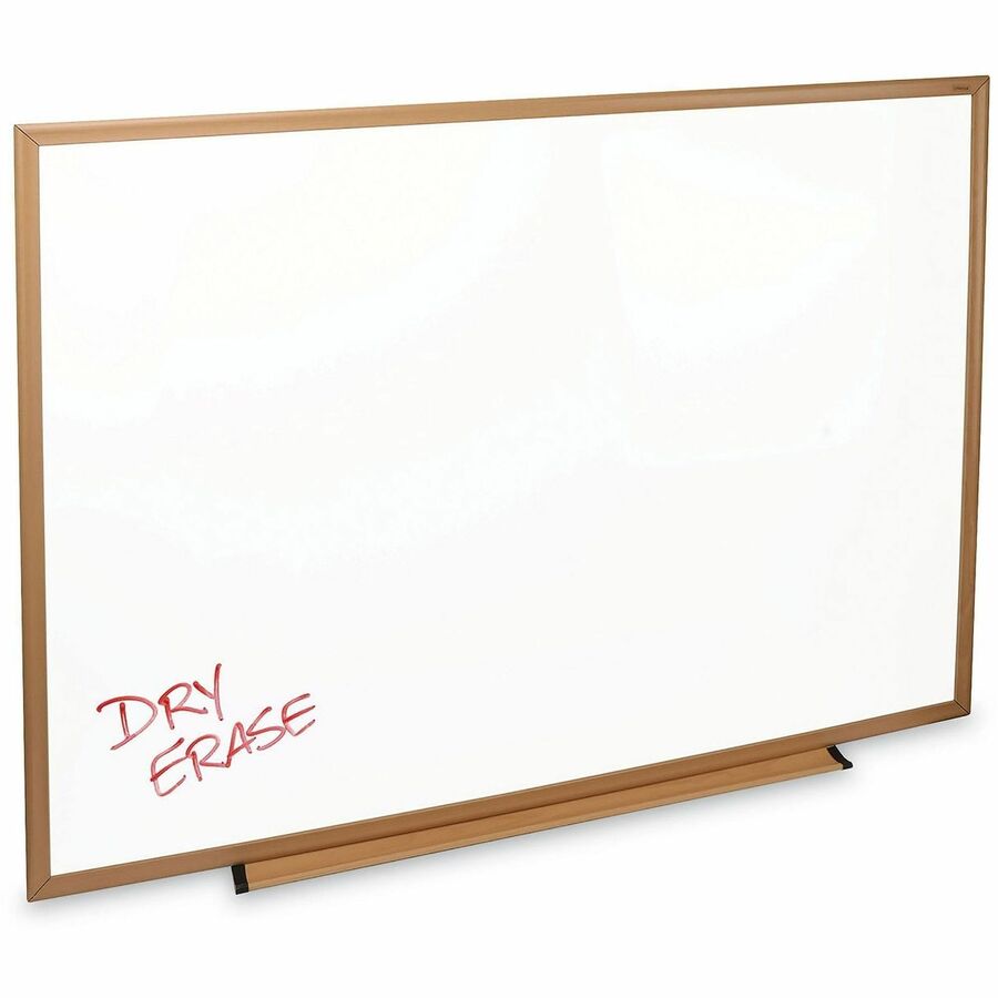 Deluxe Melamine Dry Erase Board, 48 x 36, Melamine White Surface, Oak Fiberboard Frame