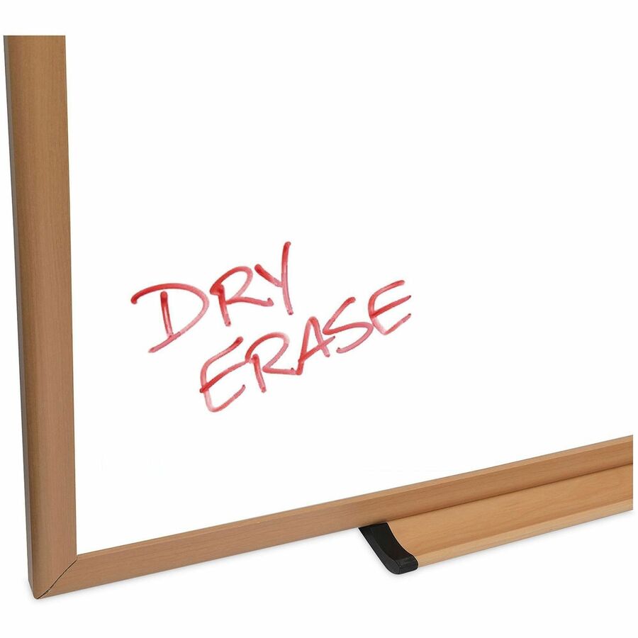 Deluxe Melamine Dry Erase Board, 48 x 36, Melamine White Surface, Oak Fiberboard Frame