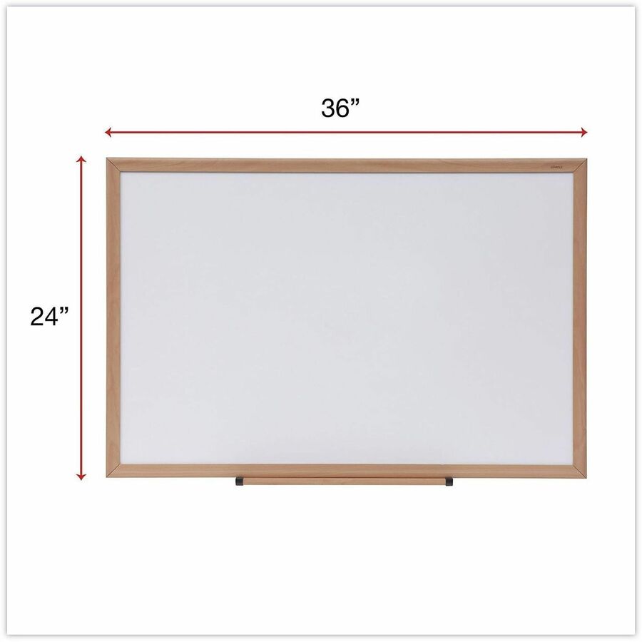 Deluxe Melamine Dry Erase Board, 36 x 24, Melamine White Surface, Oak Fiberboard Frame