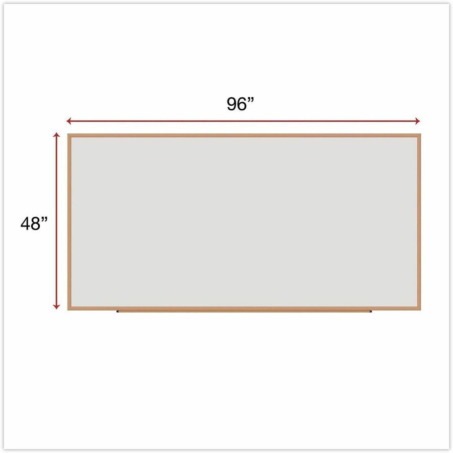 Deluxe Melamine Dry Erase Board, 96 x 48, Melamine White Surface, Oak Fiberboard Frame